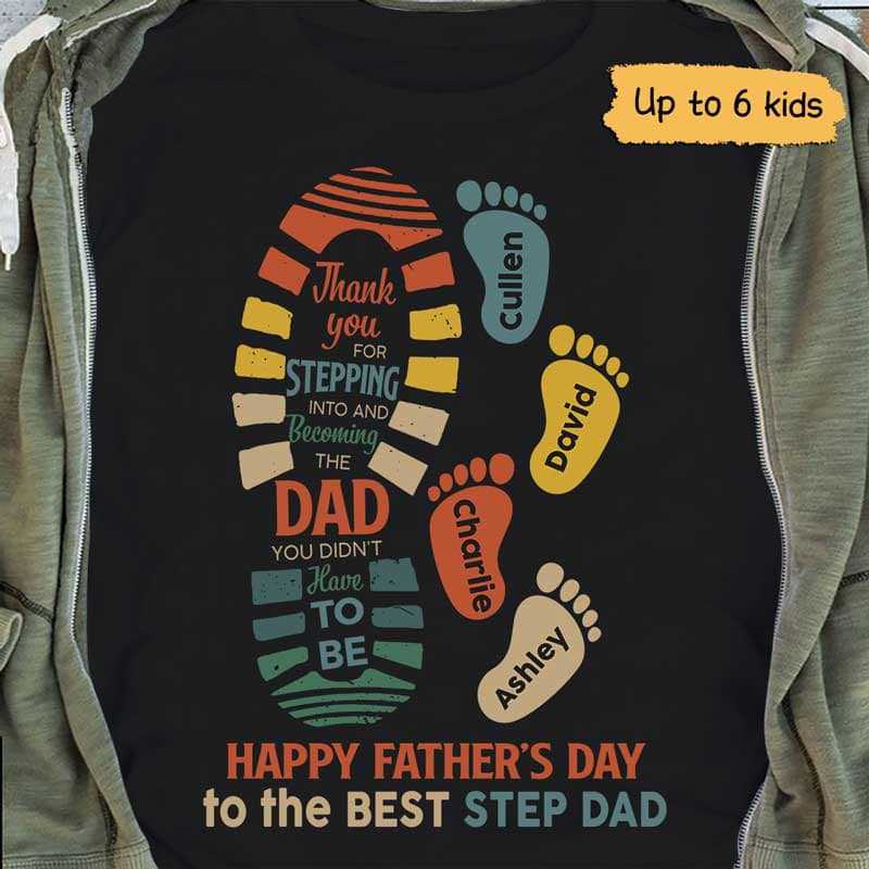 Step Dad Happy Father's Day パーソナライズドシャツ