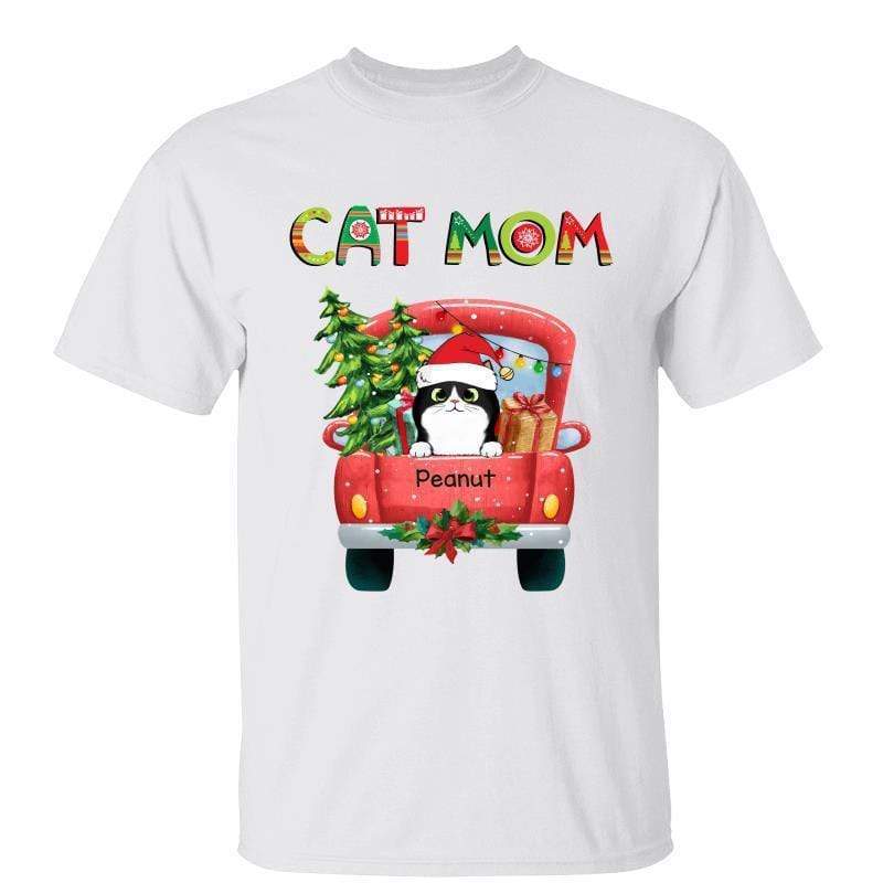 Cat Mom Cats On Truck クリスマス パーソナライズ シャツ