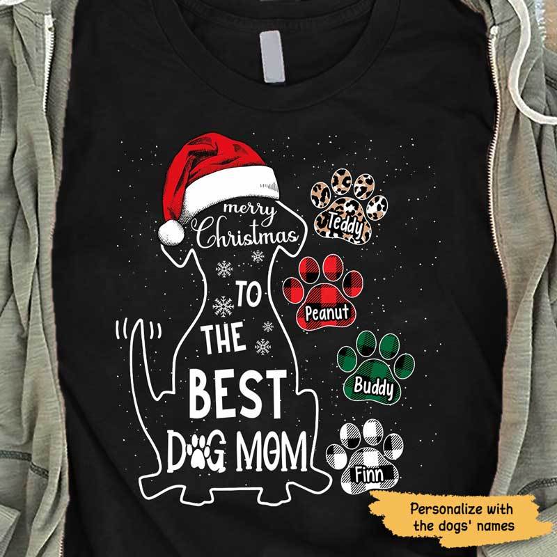 Merry Christmas To The Best Dog Mom Personalized Dog Mom シャツ