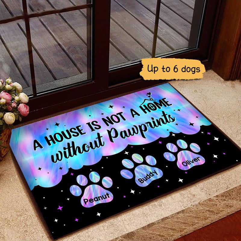 Hologram Pawprints Dogs Personalized Doormat