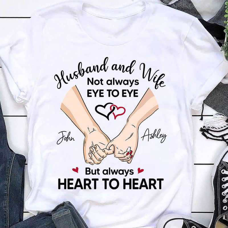 Husband & Wife Always Heart to Heart Personalized Shirt