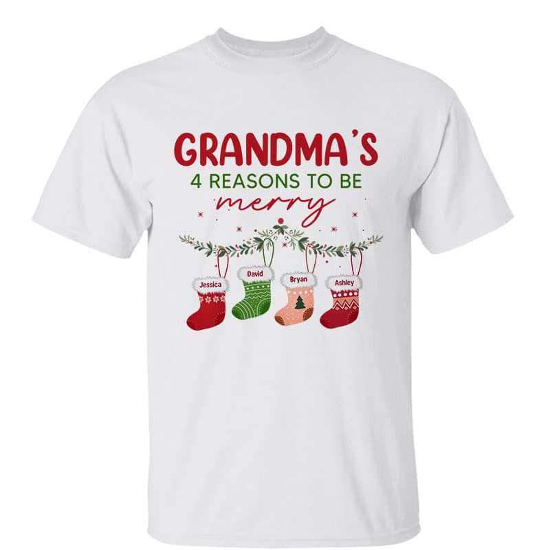 Grandma‘s Reasons To Be Merry Christmas Personalized Shirt