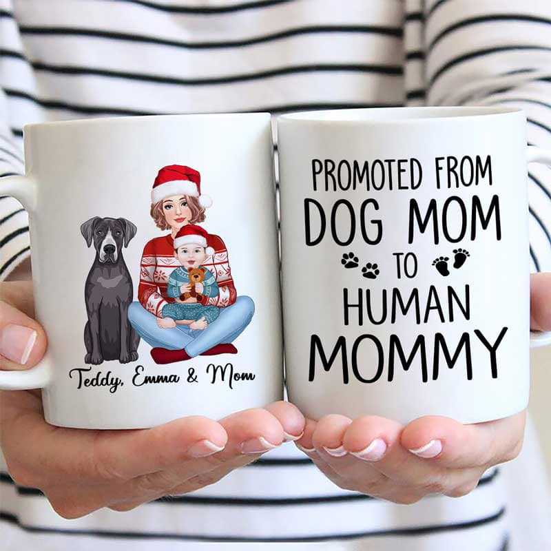 人間のおばあちゃんのお母さんの犬の恋人に昇格 パーソナライズされたマグカップ