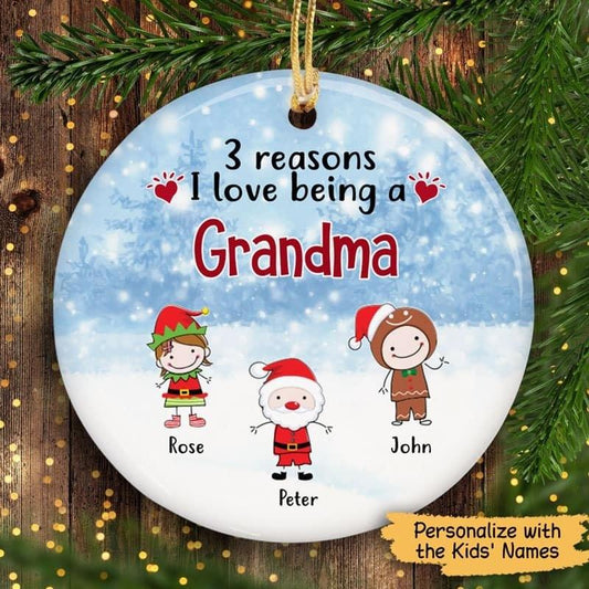 Christmas Love Being Nana Personalized Circle Ornament