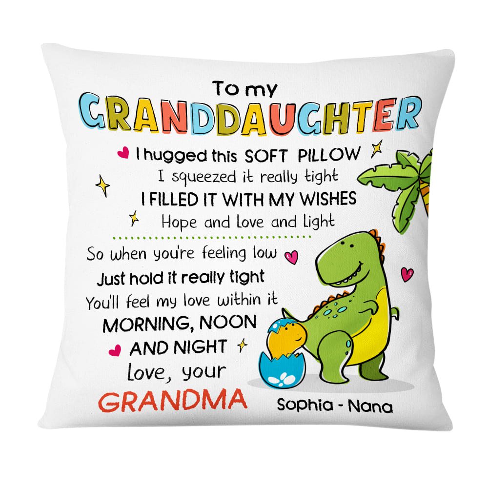 Personalized Mom Grandma Hug This Dinosaur Drawing Pillow
