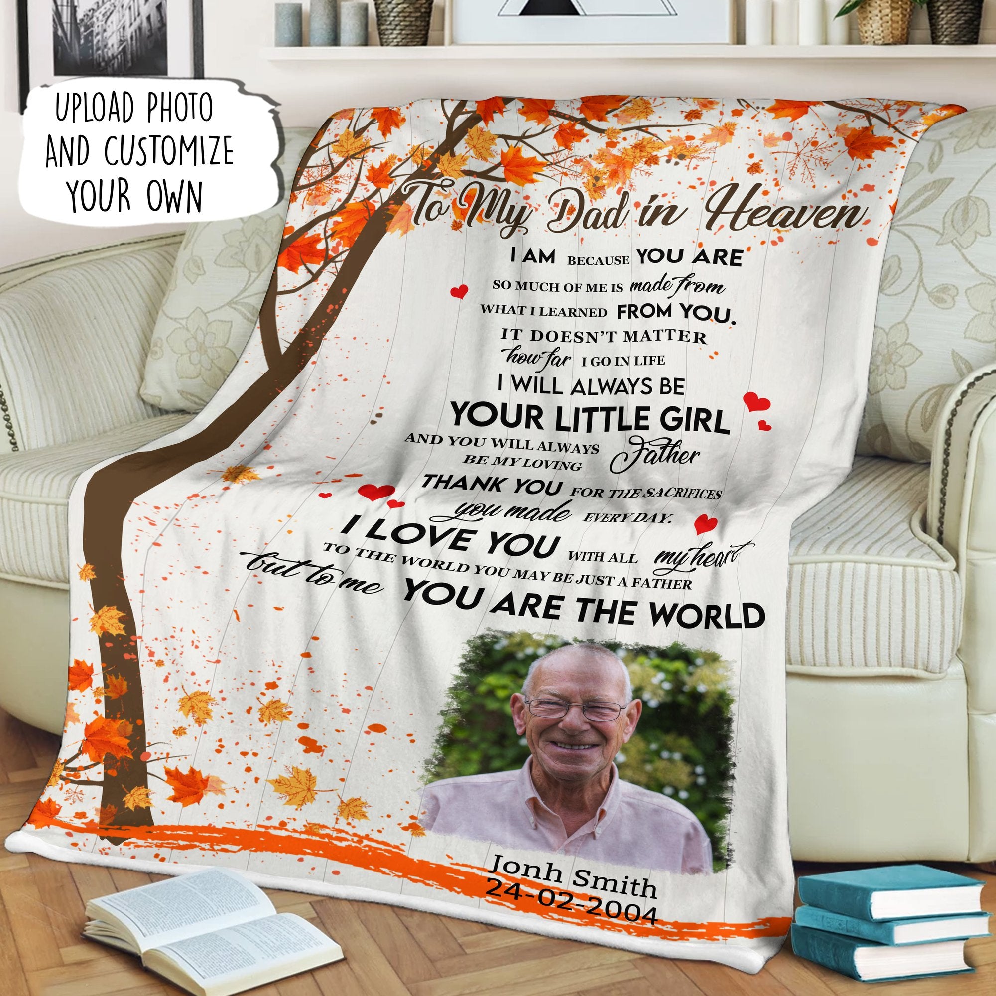 I Will Always Be Your Little Girl Personalized Memorial Blanket For Family Members With Your Own Photo