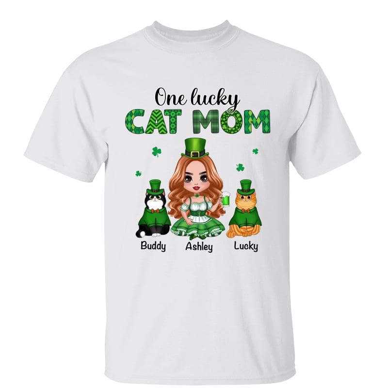 Doll Girl One Lucky Cat Mom Personalized Shirt