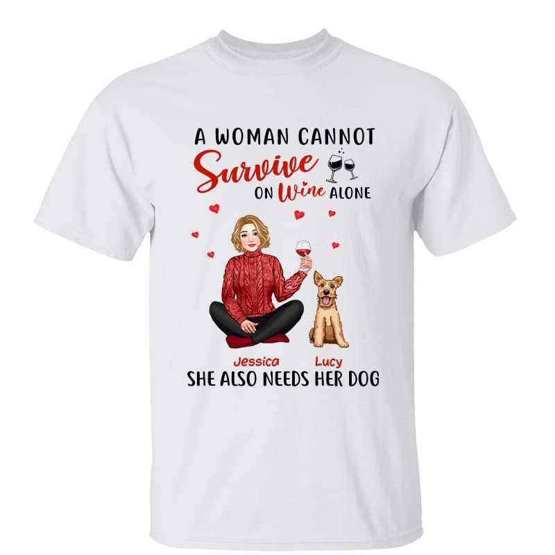 Pretty Girl Survives On Wine & Dog Personalized Shirt