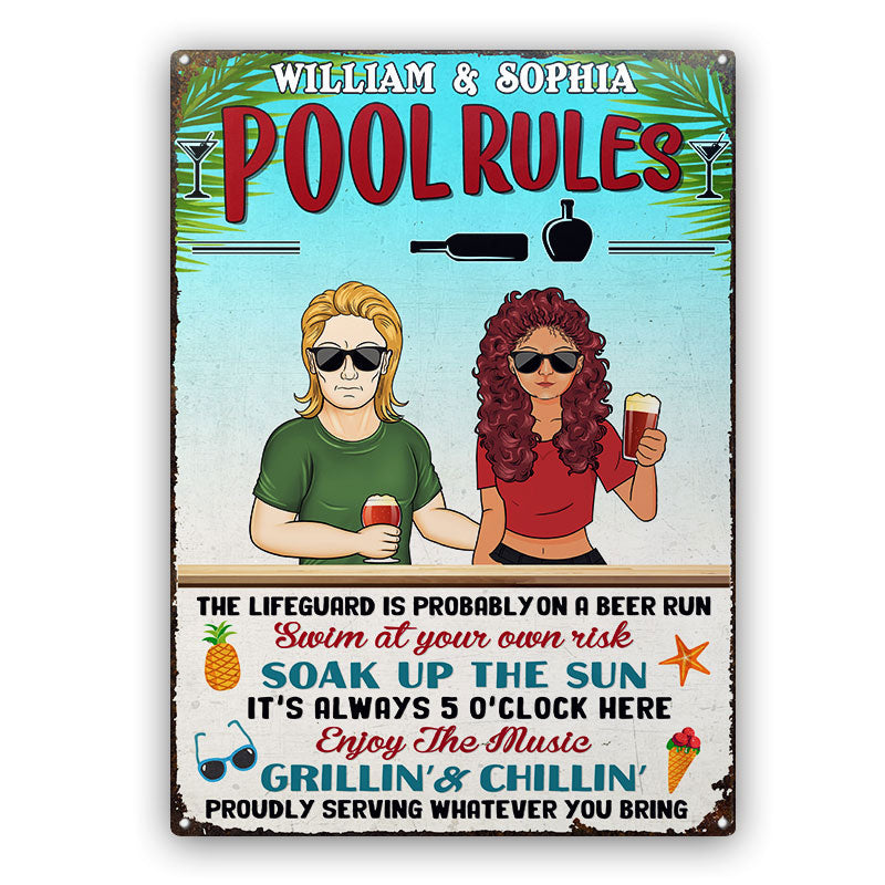 Soak Up The Sun Enjoy The Music - Swimming Pool Decor - Personalized Custom Classic Metal Signs