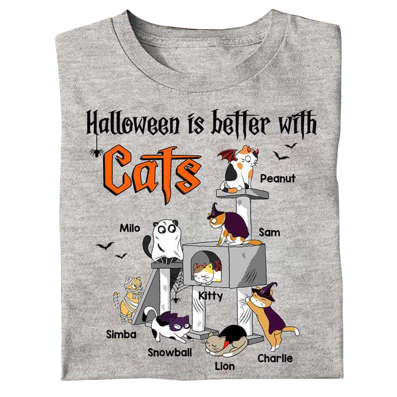 Cat Tree Halloween Is Better With Cats Personalized Shirt
