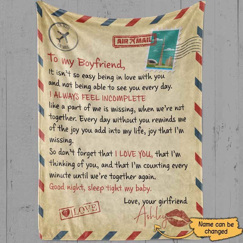 To My Boyfriend Envelope Personalized Fleece Blanket