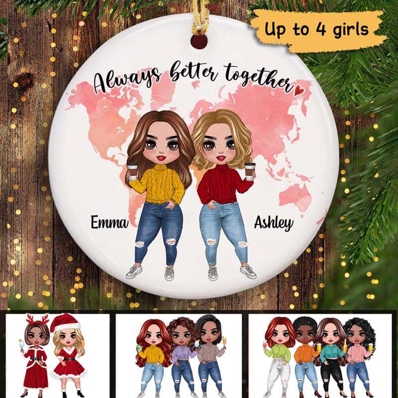 Always Better Together Doll Personalized Circle Ornament