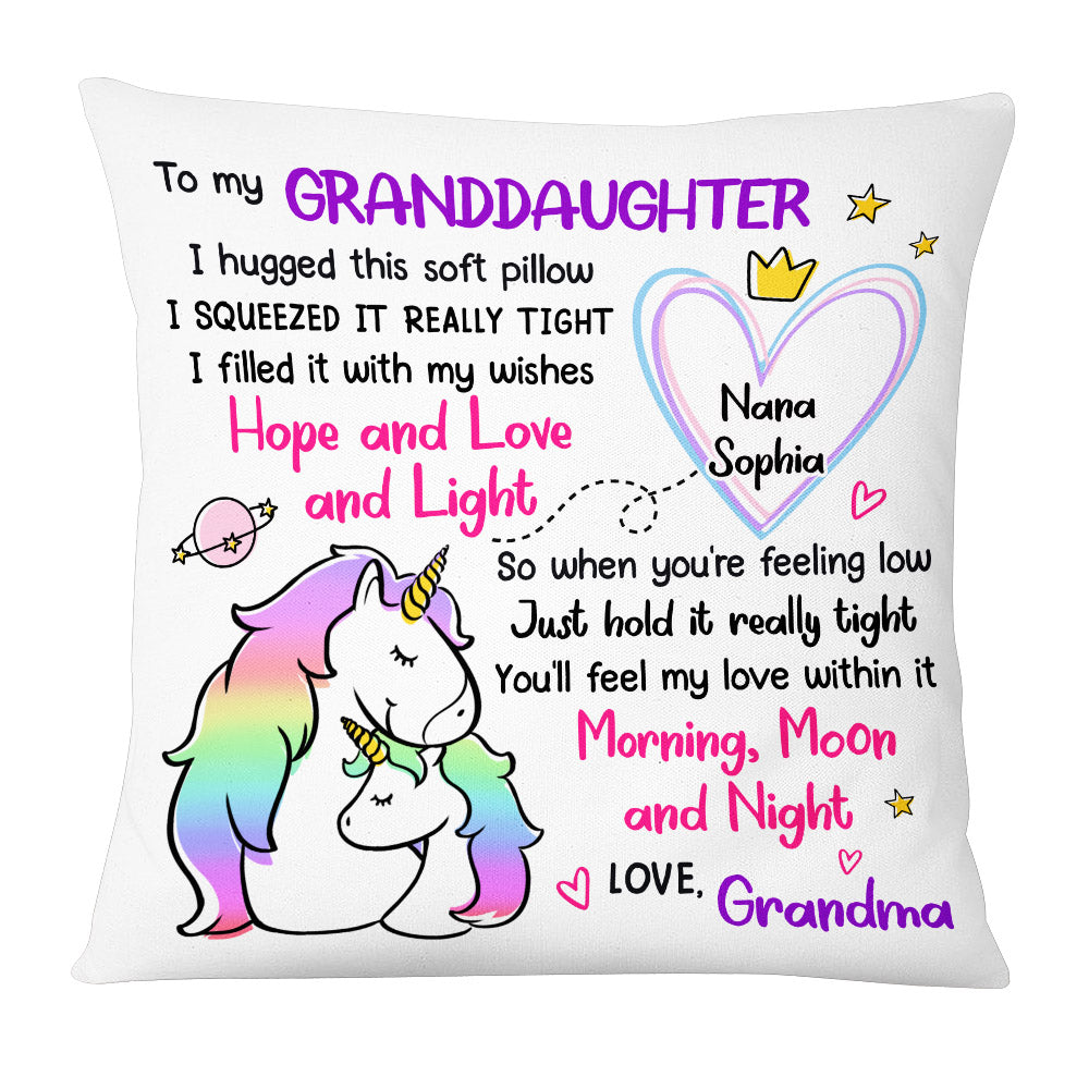 Personalized Granddaughter Drawing Hug This Pillow