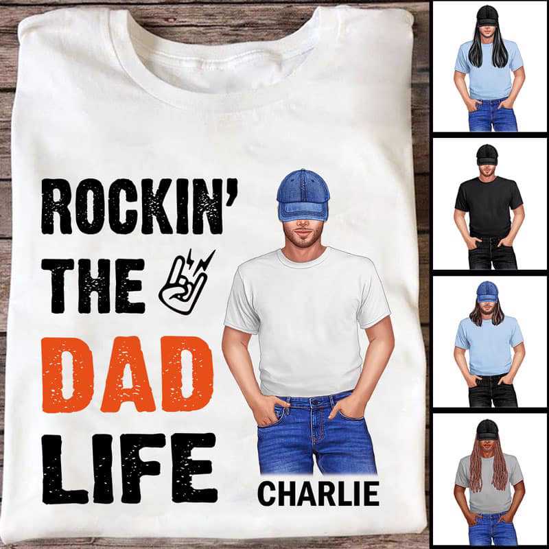 Dear Dad Rockin The Dad Life パーソナライズシャツ