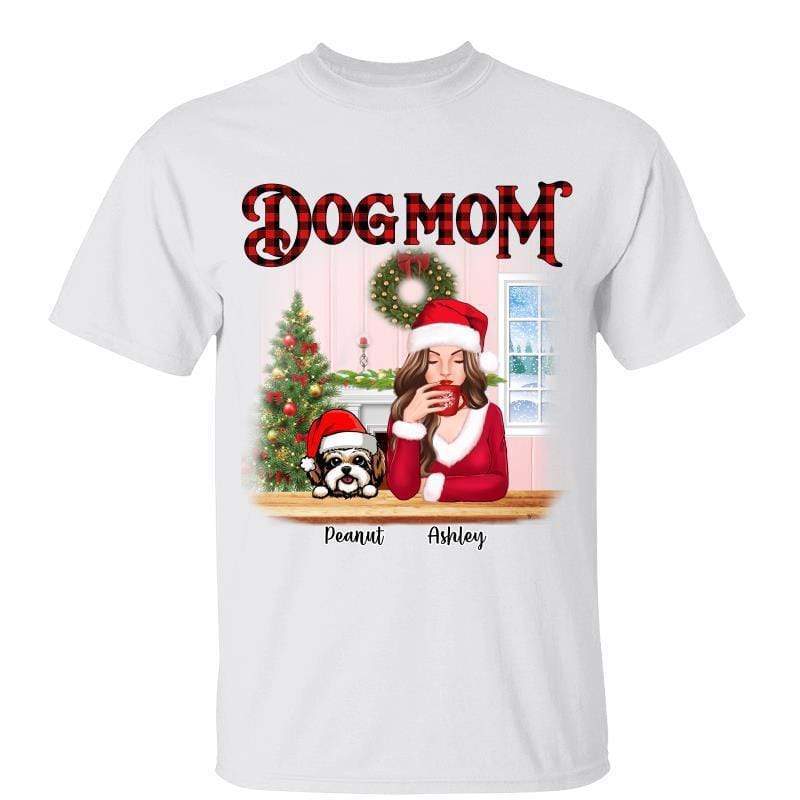 美しい女性犬ママ クリスマス パーソナライズされたシャツ