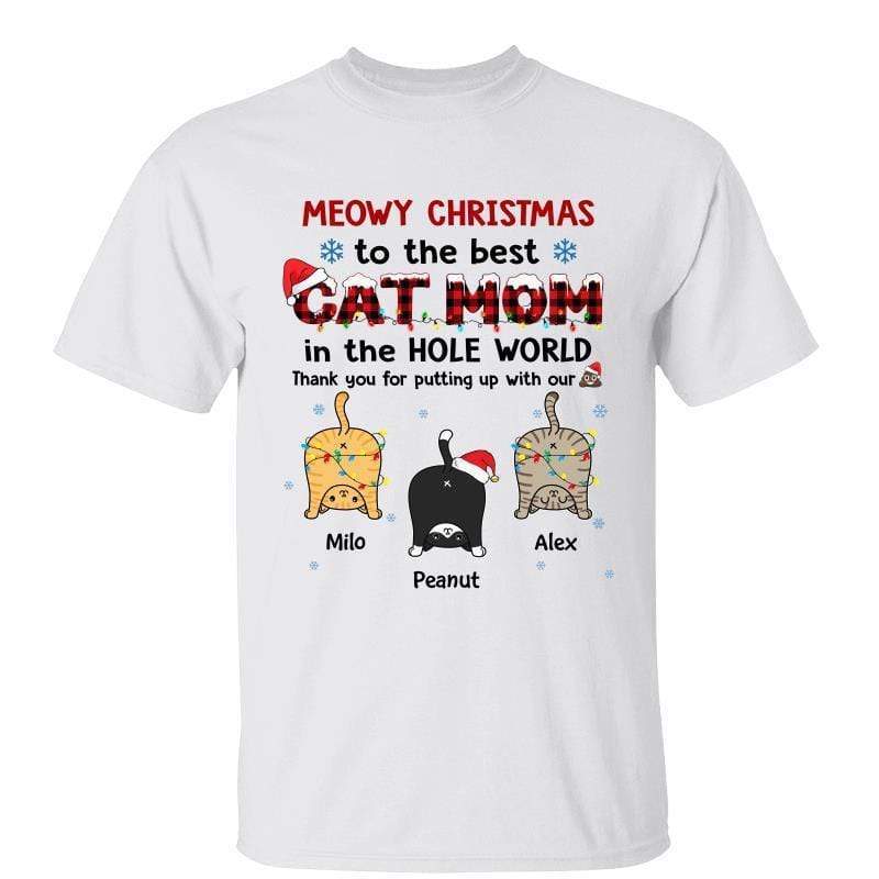 猫のお尻 ありがとう お母さん お父さん クリスマス パーソナライズ シャツ
