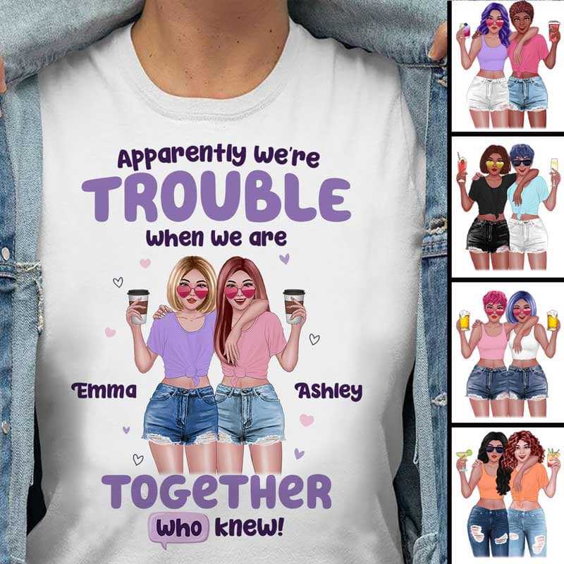 Trouble Together Summer Front View Besties Personalized Shirt