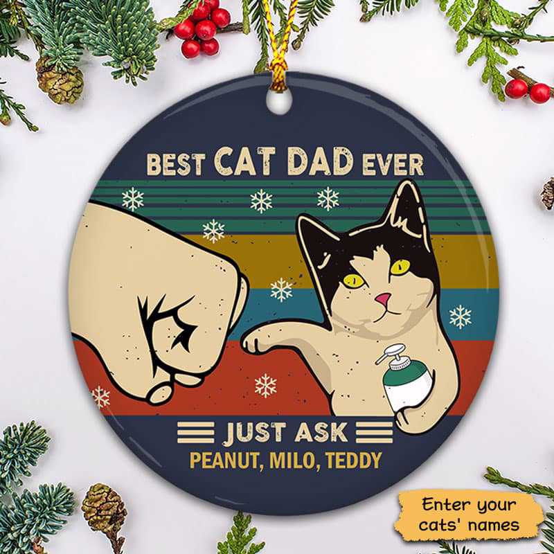 Best Cat Dad Ever Just Ask Personalized Circle Ornament