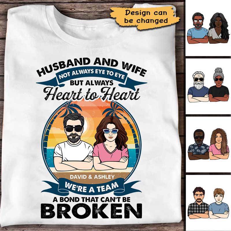 Husband And Wife Heart To Heart Personalized Shirt