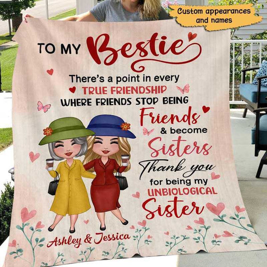 Old Doll Besties Best Friends Sisters Personalized Fleece Blanket