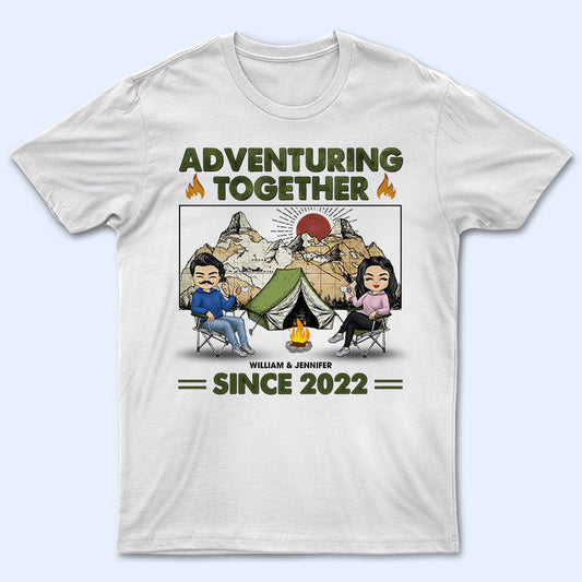 Camping Couple Adventuring Together Since - Gift For Couple - Personalized Custom T Shirt