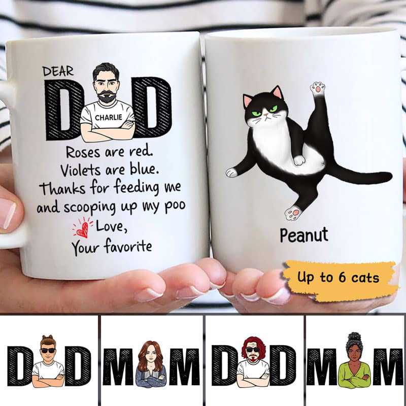 Dear Cat Dad Cat Mom Sassy Cats パーソナライズド マグカップ