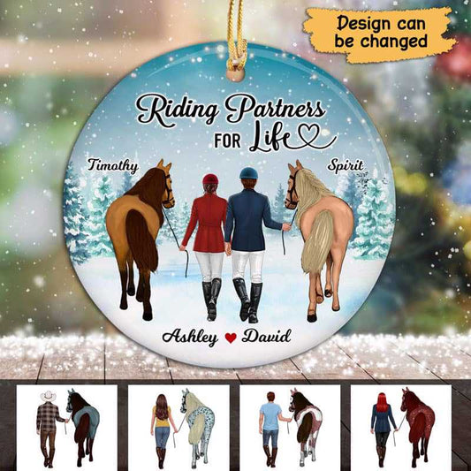 Horse Riding Partners Personalized Circle Ornament