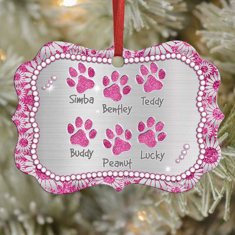 Dog Metal Patterned Personalized Christmas Ornament