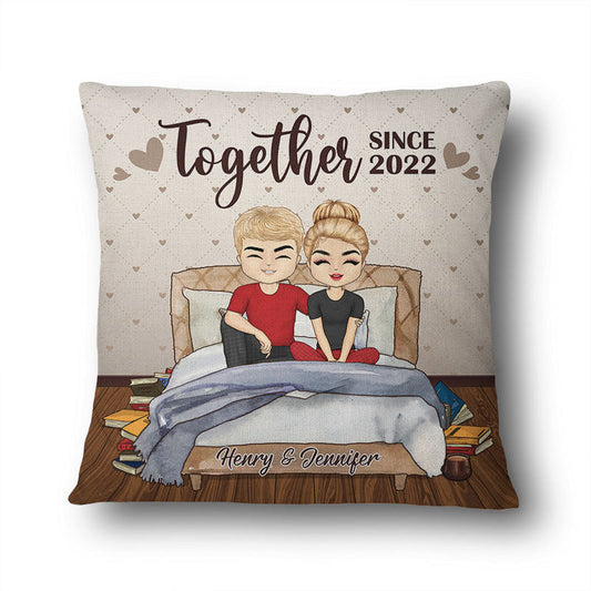 Chibi Couple Together Since - Gift For Couple - Personalized Custom Pillow