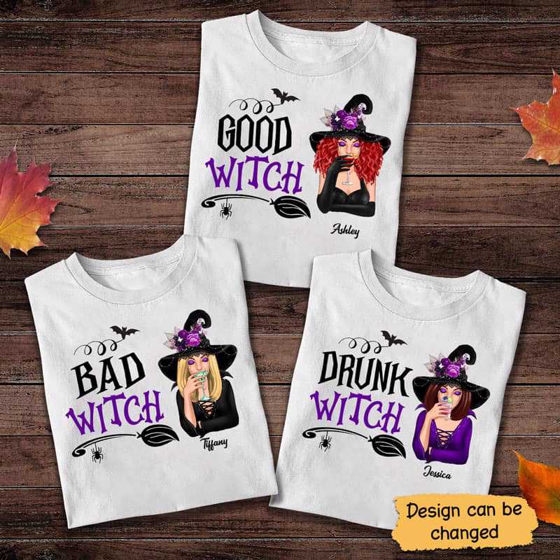 Good Witch Bad Witch Drunk Witch パーソナライズシャツ (Good Witch)