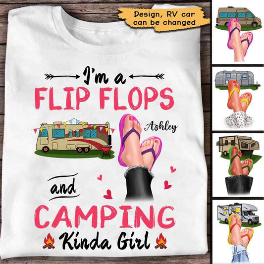 Flip Flops Leg And Camping Kinda Girl Personalized Shirt