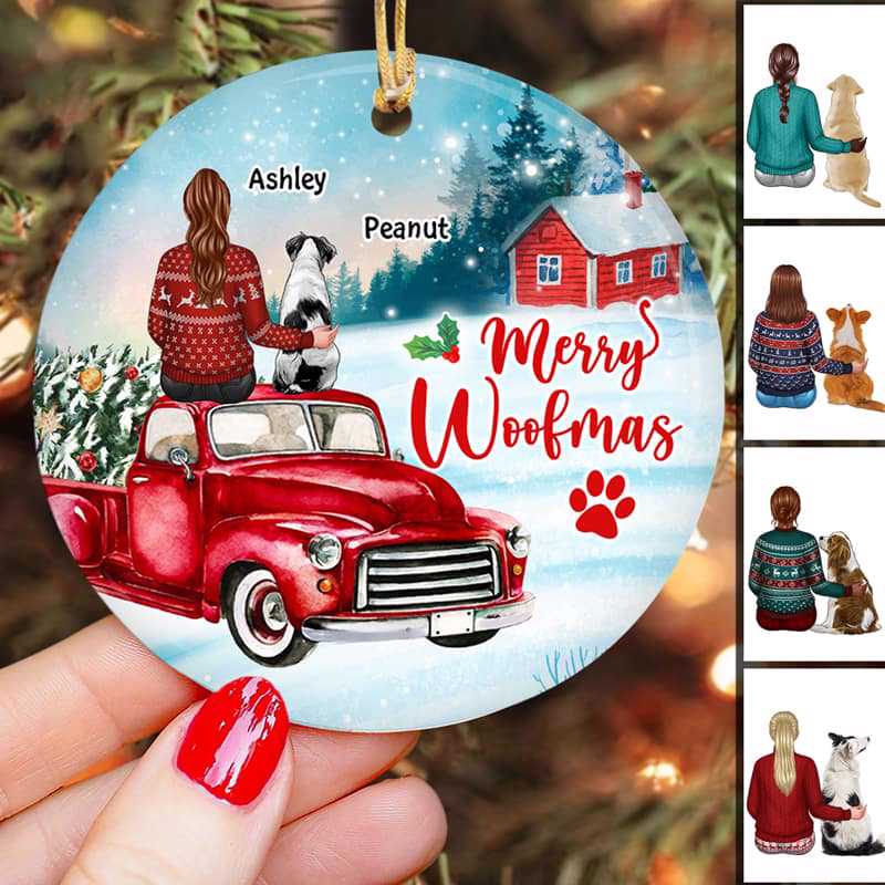Dog And Girl Sitting On Truck Personalized Circle Ornament