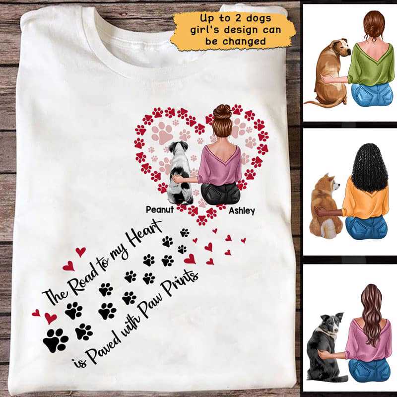 Road To My Heart Girl And Dogs Personalized Shirt
