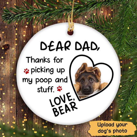 Best Dog Dad Ever Photo Personalized Circle Ornament