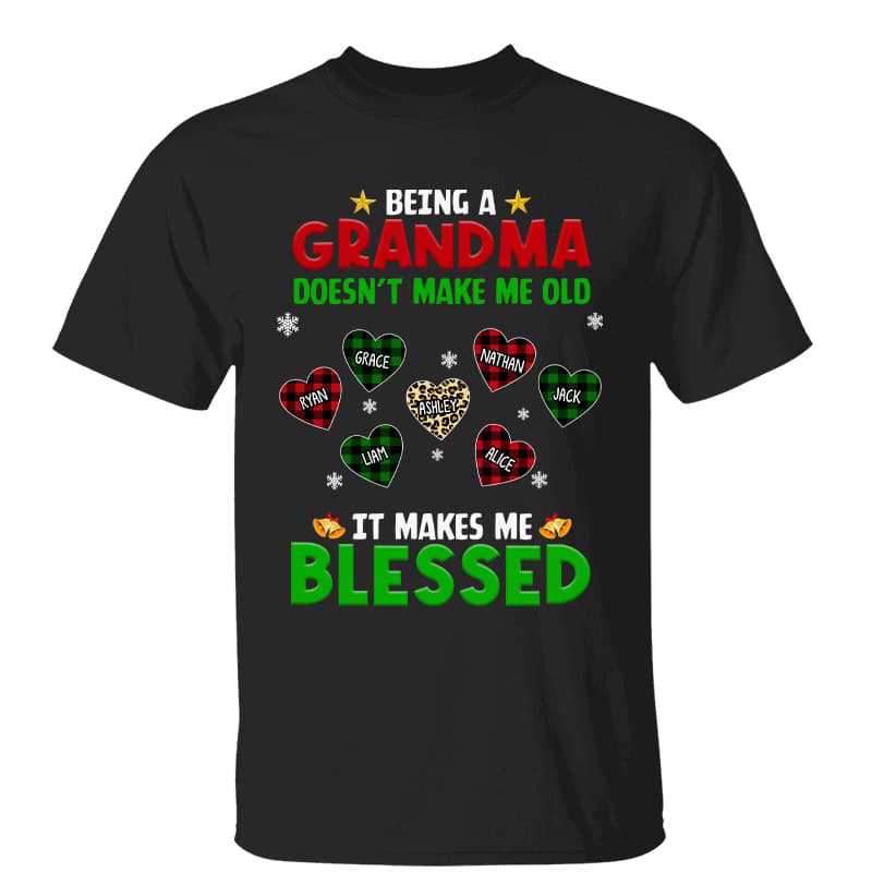 Being A Grandma Makes Me Blessed Christmas Personalized Shirt