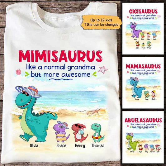 Summer Grandmasaurus And Kids Personalized Shirt