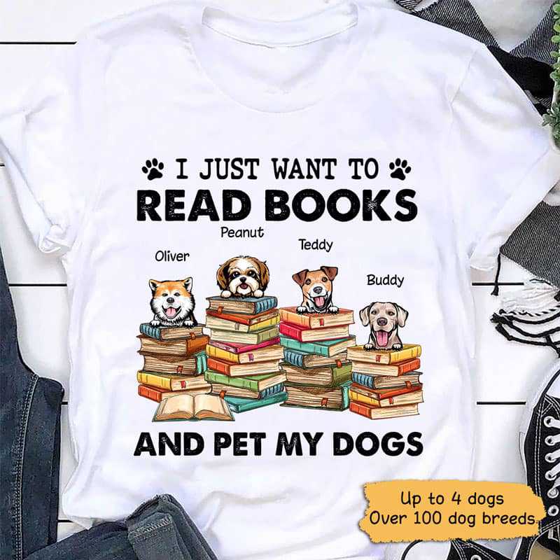 Read Books And Pet My Dogs パーソナライズ シャツ