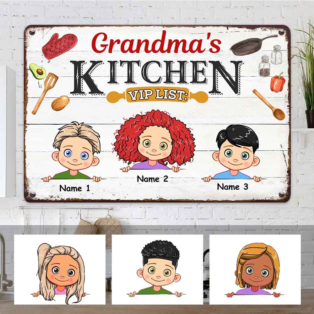 パーソナライズされたキッチンママおばあちゃんメタルサイン