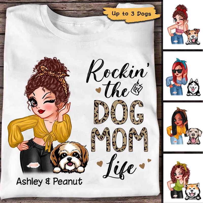 Rockin‘ The Dog Mom Life Patterns Personalized Shirt