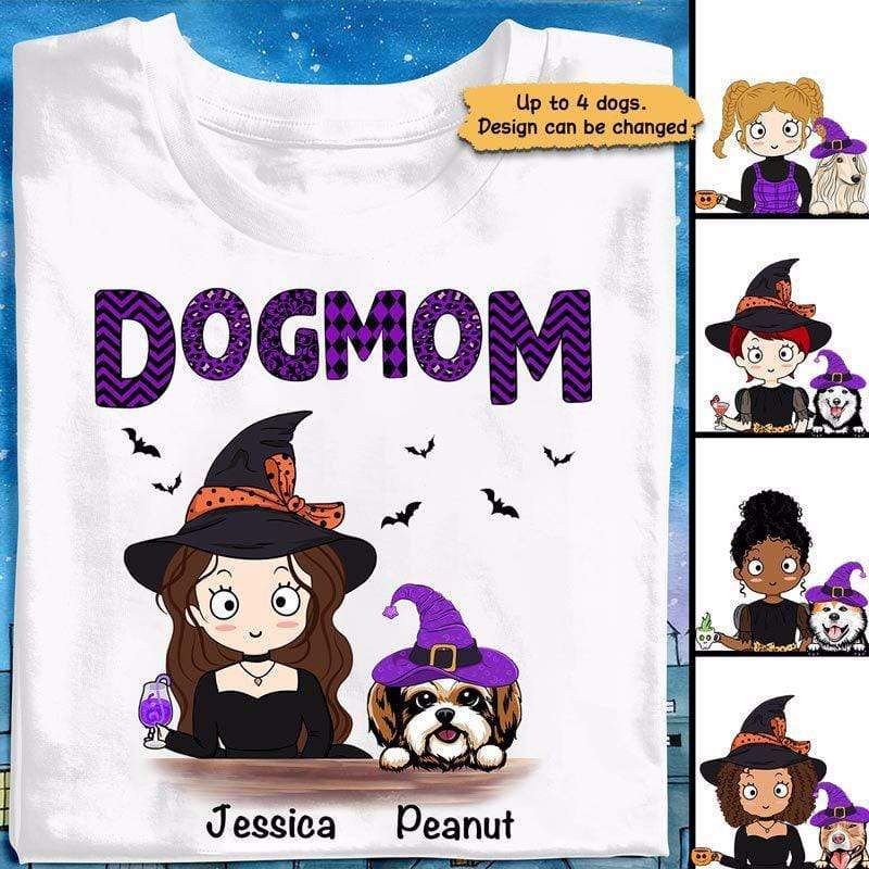 Halloween Dog Mom Chibi Witch Personalized Shirt