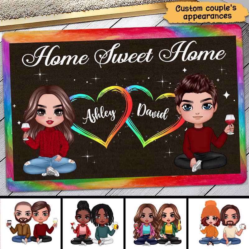 Sweet Home Couple Valentine Housewarming Gift Personalized Doormat