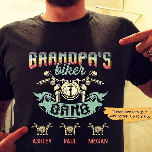 Grandpa Biker Gang Retro Personalized Shirt