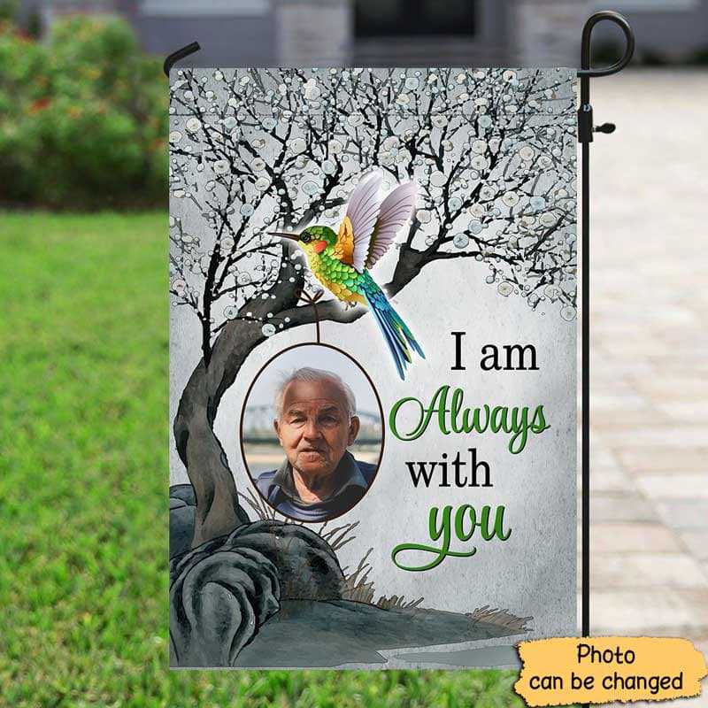 Hummingbird Always With You Blossom Tree Memorial Personalized Garden Flag