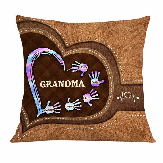 Personalized Mom Grandma Heart Pillow