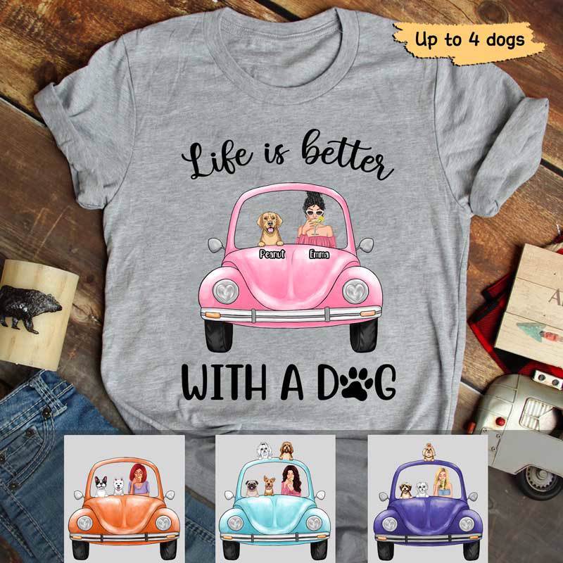 Dogs On Car Cocktail Girl Personalized Shirt