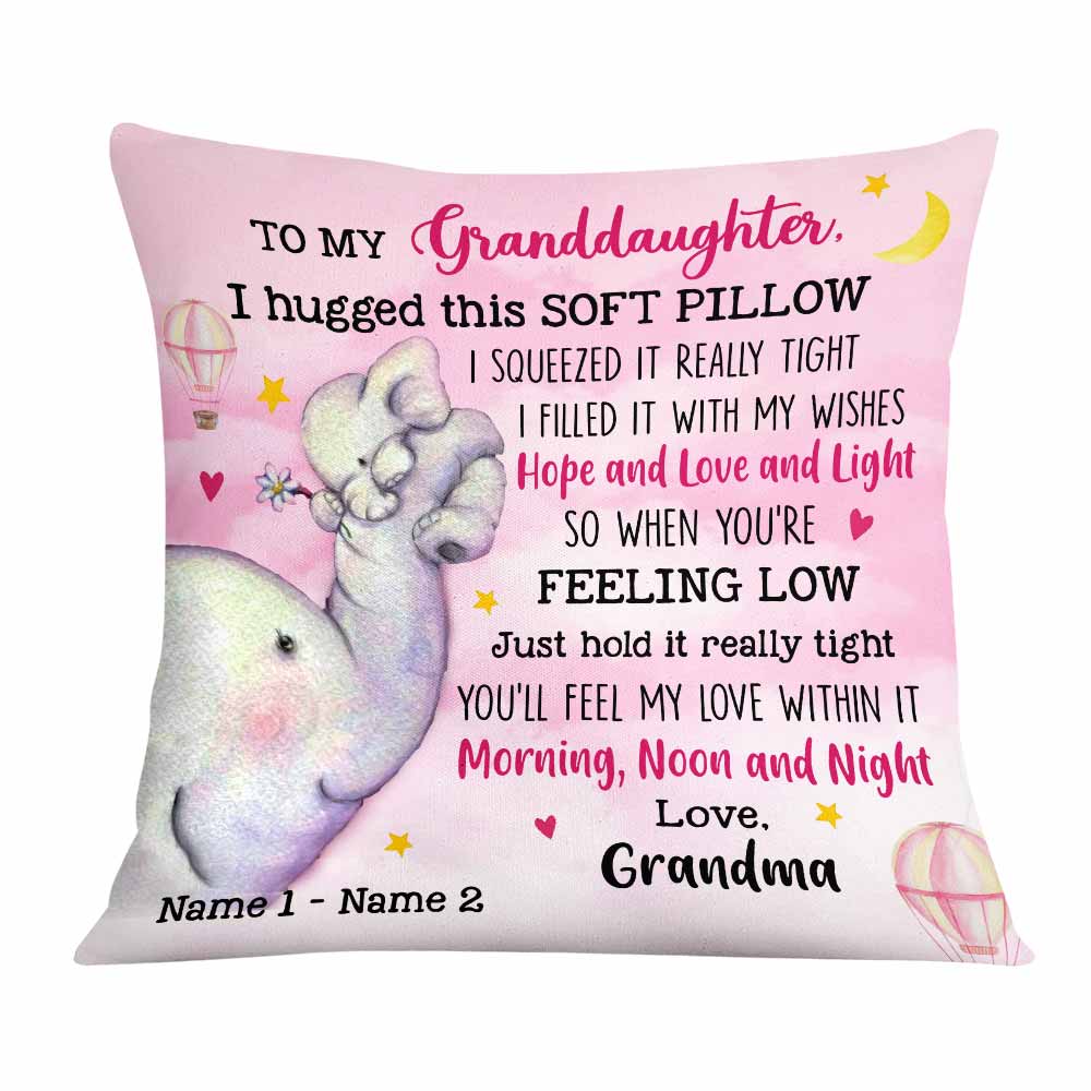 Personalized Elephant Mom Grandma Daughter Granddaughter Son Grandson Hug This Pillow