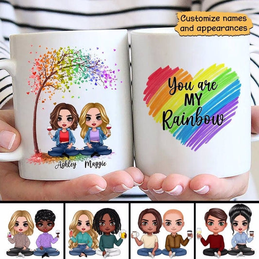 LGBT Doll Couple Under Tree Personalized Mug