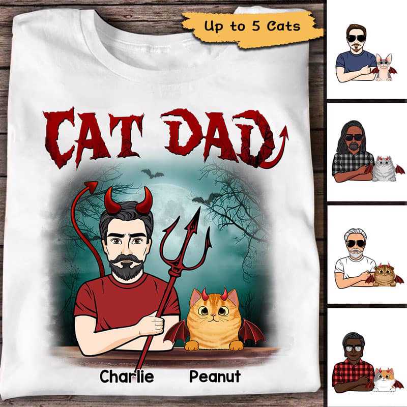 Halloween Cat Dad Devil Personalized Shirt