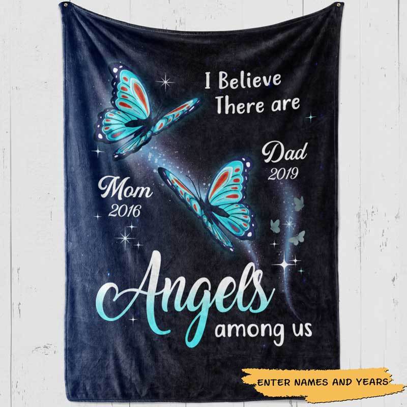 Angels Among Us Butterfly Memorial Personalized Fleece Blanket