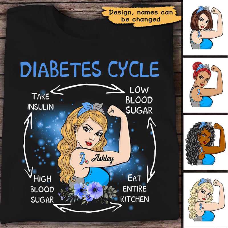 糖尿病サイクル 強い女性 パーソナライズされたシャツ